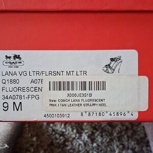 Coach Fluorescent Pink Leather Strappy Heels